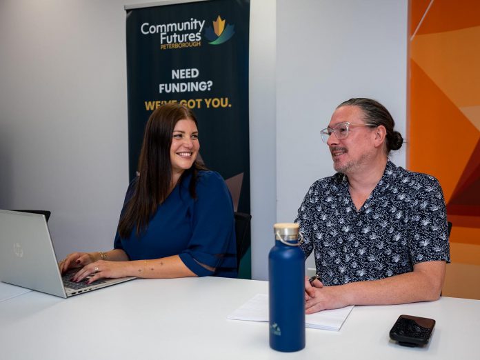Business Advisory Centre manager Rose Terry with loans manager Braden Clark, two of the team at Community Futures Peterborough (CFP) who work one-on-one with small business owners to give them wrap-around support. Terry says the team at the Business Advisory Centre not only has a high level of expertise in helping entrepreneurs develop their business plans, but also know what business information and financials CFP's loans committee is looking for when it comes to approving loan applications. (Photo courtesy of Community Futures Peterborough)