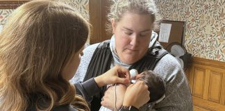 Listen up: why parents should get their newborns screened for potential hearing loss An infant at Five Counties Children's Centre in Lindsay being screened for hearing loss, which is vital to get babies the support they may need. Ontario's Infant Hearing Program provides free screening for families, and the process to check for hearing loss is quick, safe, and painless, and ideally done when a baby is sleeping. (Photo courtesy of Five Counties Children's Centre)