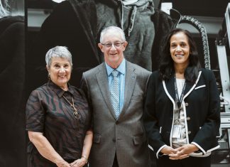 Fleming College alumna Kerri Davies with Don Gillespie, Chair of Fleming College's Board of Governors, and Dr. Theresa Knott, Interim President of Fleming College, during the Community Impact & Appreciation Event at the Sutherland Campus in Peterborough on April 30, 2026. Davies, a member of the Board of Governors who graduated from Fleming's Practical Nursing program as a mature student in 1992 and went on to a decades-long career in healthcare as a nurse and administrator, has made plans for a legacy gift to support mature students enrolled in the program. (Photo: Mary Zita Payne for Fleming College)