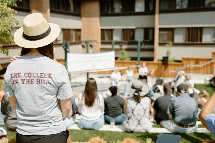 The Jalynn Bennett Amphitheatre is a 140-seat outdoor performance venue located in the courtyard of Trent University's Catharine Parr Traill College. Funding for the free 2026 William and Nona Heaslip Foundation Summer Festival, which runs on Thursday evenings from June 4 to August 20, was provided for he William and Nona Heaslip Foundation, which supports arts and education, (Photo: Trent University)