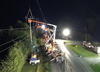 Planned Hydro One power outage overnight on Saturday to affect 16,000 Kawartha Lakes households and businesses Hydro One crews conducting overnight maintenance on lines in the Picton area in September 2020. (Photo: Hydro One)
