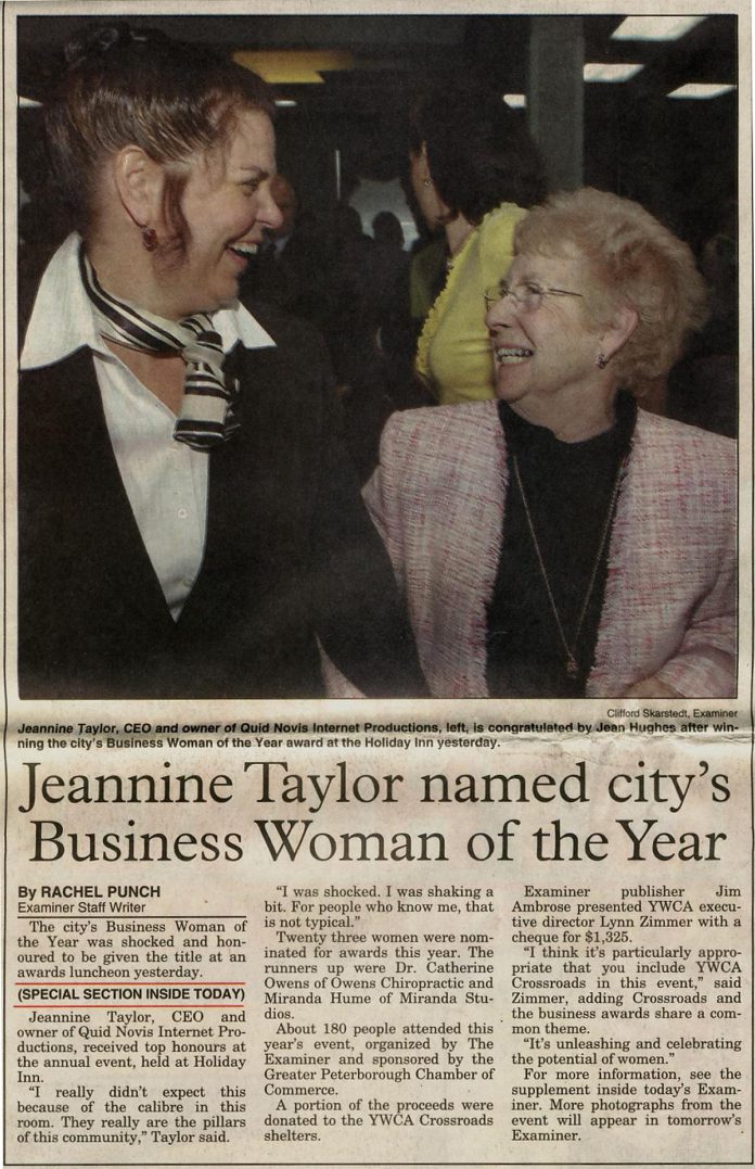 Jeannine Taylor was named Business Woman of the Year in 2005 by the Greater Peterborough Chamber of Commerce. (Photo courtesy of Jeannine Taylor)