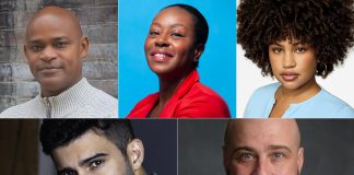 New Stages Theatre closes its season with staged reading of Lynn Nottage’s award-winning dramedy ‘Clyde’s’ New Stages Theatre presents a staged reading of Lynn Nottage's award-winning dramatic comedy "Clyde's" at Market Hall Performing Arts Centre in downtown Peterborough featuring (left to right, top and bottom) Sterling Jarvis, Ordena Stephens-Thompson, Chelsea Russell, René Escobar Jr., and Tim Walker. (kawarthaNOW collage of supplied photos)