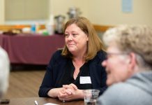 Rhonda Gilchrist leaves United Way of Peterborough and District to become new executive director of The Mount Community Centre Rhonda Gilchrist, senior director of operations and revenue generation at United Way Peterborough & District, during an event to discuss One City Peterborough's housing strategy at Knights of Columbus Hall on May 12, 2026. The United Way has supported One City's purchase of a home on Stewart Street through the federally funded the Reaching Home program. (Photo: Jordan Lyall / kawarthaNOW)