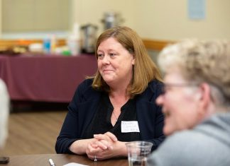Rhonda Gilchrist leaves United Way of Peterborough and District to become new executive director of The Mount Community Centre Rhonda Gilchrist, senior director of operations and revenue generation at United Way Peterborough & District, during an event to discuss One City Peterborough's housing strategy at Knights of Columbus Hall on May 12, 2026. The United Way has supported One City's purchase of a home on Stewart Street through the federally funded the Reaching Home program. (Photo: Jordan Lyall / kawarthaNOW)