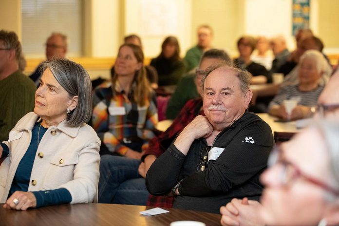 One City Peterborough's event to discuss the non-profit organization's housing strategy at Knights of Columbus Hall on May 12, 2026 was attended by several candidates for this fall's municipal election, including Keith Riel who is running for mayor. (Photo: Jordan Lyall / kawarthaNOW)