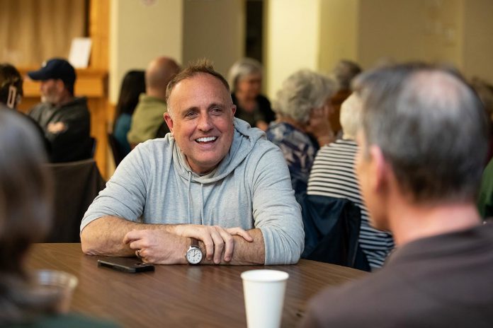 One City Peterborough's event to discuss the non-profit organization's housing strategy at Knights of Columbus Hall on May 12, 2026 was attended by several candidates for this fall's municipal election, including Neil Morton who is running for mayor. (Photo: Jordan Lyall / kawarthaNOW)