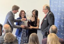 Civic Awards honour Peterborough residents who have ‘made a meaningful difference in our community’ Peterborough city clerk John Kennedy presents Jenisha Sanjit Arora with the Youth Volunteer of the Year award during the 2025 Civic Awards ceremony at the McDonnel Street Community Centre on May 21, 2026 as city councillor Lesley Parnell and Mayor Jeff Leal look on. (Photo: City of Peterborough)