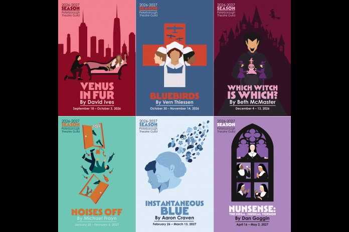 The Peterborough Theatre Guild has announced the six plays of its 2026-27 season, running from September to May. (Graphics: Peterborough Theatre Guild) The Peterborough Theatre Guild has announced the six plays of its 2026-27 season, running from September to May. (Graphics: Peterborough Theatre Guild)
