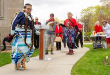 Survey seeks to understand urban Indigenous community’s priorities for cultural spaces in Peterborough Kelli Marshall performs a traditional jingle dance during an event to commemorate Red Dress Day at Peterborough City Hall on May 5, 2026. (Photo: Jordan Lyall / kawarthaNOW)