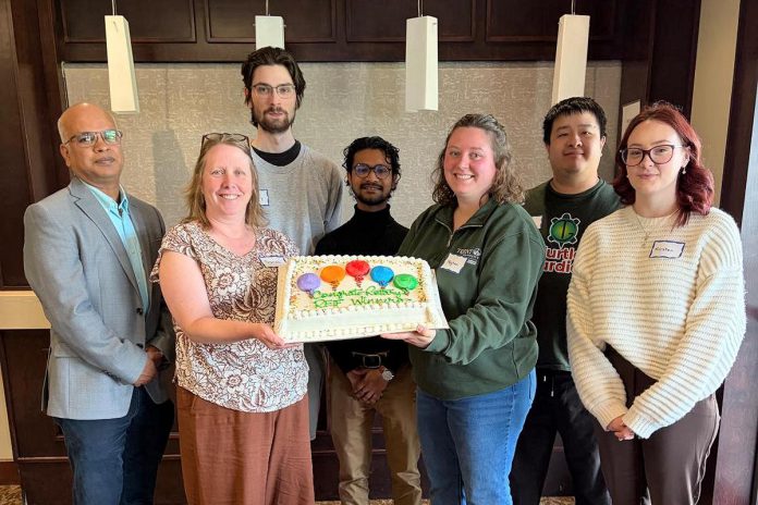 The 2026 winners of the Rotary Club of Peterborough's Rotary Environmental Innovators Fund (REIF) awards celebrate at the McDonnel Street Activity Centre on May 11, 2026. (Photo courtesy of Rotary Club of Peterborough)