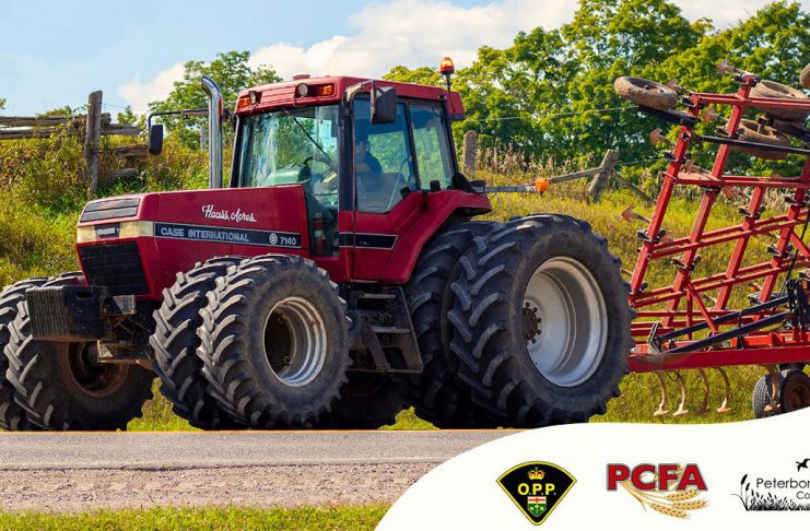The Peterborough County OPP, Peterborough County Federation of Agriculture, and Peterborough County are reminding drivers to "share the road" with slower-moving farm vehicles during planting season. (Graphic: Peterborough County)