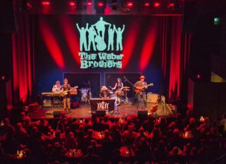 The Weber Brothers performing during a sold-out album release show at the Market Hall in downtown Peterborough on May 1, 2026, featuring (left to right) Lance Anderson, Emily Burgess, Ryan Weber, Maddy Hope, and Sam Weber. The Weber Brothers will be performing at the FLATO Academy Theatre in Lindsay on Thursday, May 14. (Photo: Patricia Levert Thorne)