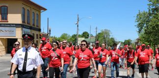Registration is now open for YWCA Peterborough Haliburton's 2026 "Walk A Mile In Their Shoes" fundraising event being held on Friday, May 22 beginning at Confederation Square in downtown Peterborough. The organization aims to raise $25,000 through team sponsorships and individual donations to support programs that help women and children recovering from domestic violence. (Photo courtesy of YWCA Peterborough Haliburton)
