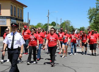 Registration is now open for YWCA Peterborough Haliburton's 2026 "Walk A Mile In Their Shoes" fundraising event being held on Friday, May 22 beginning at Confederation Square in downtown Peterborough. The organization aims to raise $25,000 through team sponsorships and individual donations to support programs that help women and children recovering from domestic violence. (Photo courtesy of YWCA Peterborough Haliburton)