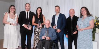 Pictured with other award winners, five-time Paralympian Alec Denys (middle) received the Trailblazer Award from the Abilities Centre in Whitby on May 29, 2026. The award is presented to a Canadian with a disability who has overcome systematic barriers to achieve a significant accomplishment that redefined how society perceives ability. (Photo: Abilities Centre)