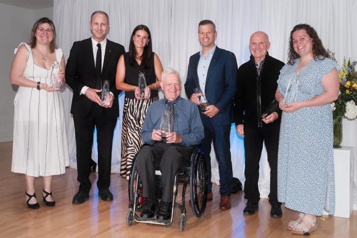 Pictured with other award winners, five-time Paralympian Alec Denys (middle) received the Trailblazer Award from the Abilities Centre in Whitby on May 29, 2026. The award is presented to a Canadian with a disability who has overcome systematic barriers to achieve a significant accomplishment that redefined how society perceives ability. (Photo: Abilities Centre)
