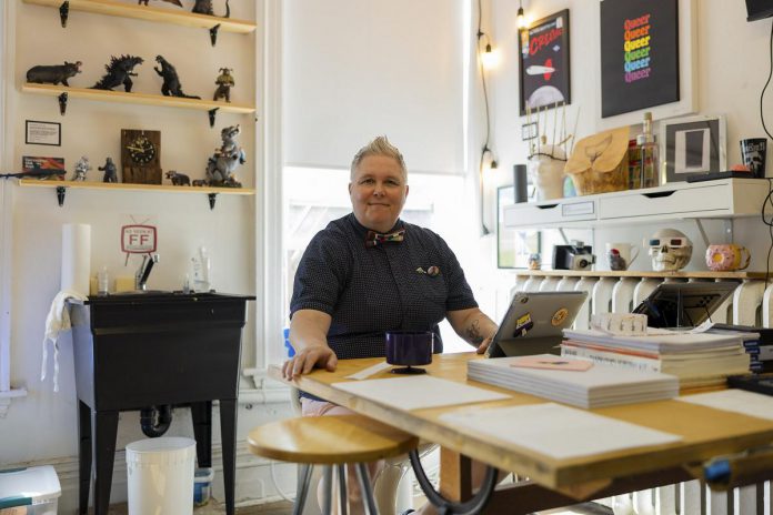 Multidisciplinary new media artist Kim Beavis Sanderson will be doing demonstrations in her studio at the Commerce Building in downtown Peterborough, which is Tour Stop 22 of the Art Gallery of Peterborough's 42nd annual Kawartha Autumn Studio Tour on September 26 and 27, 2026. (Photo courtesy of Art Gallery of Peterborough) 