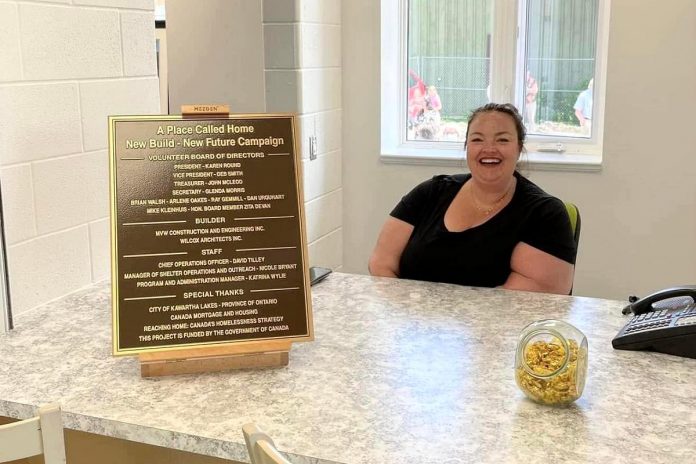 Nicole Byrant in June 2022, when she was manager of shelter operations and outreach at A Place Called Home, welcoming visitors touring the non-profit organization's new purpose-built shelter at 64 Lindsay Street South in Lindsay after a ribbon-cutting ceremony. In May 2026, after 27 years with A Place Called Home since first joining the organization on social work student placements, she was appointed executive director. (Photo: A Place Called Home)