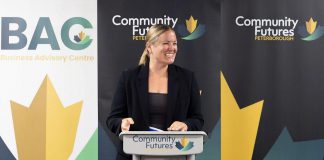Community Futures Peterborough marks record year for lending and business advisory services Community Futures Peterborough executive director Devon Girard at the podium during the not-for-profit economic development organization's annual general meeting on June 23, 2026 at the Venture North building in downtown Peterborough. (Photo courtesy of Community Futures Peterborough)