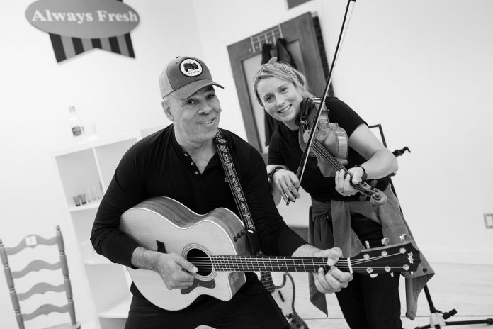Musicians and actors Beau Dixon and Melissa Payne during a rehearsal of the Capitol Theatre's production of "Come From Away" at the historic venue in Port Hope from July 10 to August 9, 2026. (Photo: Sam Moffatt)
