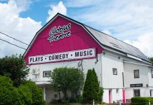 Located at 2300 Pigeon Lake Road in Bobcaygeon, Globus Theatre is a professional theatre company founded in 2003 by husband-and-wife duo Sarah Quick and James Barrett that stages original Canadian plays along with comedy and music performances, with an optional dinner available for many performances. (Photo courtesy of Globus Theatre)