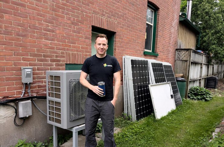 Shane Switzer of Kawartha Eco Climate Control installed this heat pump in an older home in the Avenues neighbourhood in Peterborough in 2024. Although the primary motivation for installation was extremely efficient heating, it has the added benefit of providing cooling as well, something the home did not previously have. (Photo: Clara Blakelock / GreenUP)