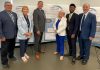 Community leaders and representatives of municipal and provincial governments gathered at the Miskin Law Community Complex on June 26, 2026 to mark the launch of the Homelessness and Addictions Recovery Treatment (HART) Hub in Peterborough. Pictured are Trent Lakes mayor Terry Lambshead, Haliburton-Kawartha Lakes-Brock MPP Laurie Scott, Peterborough-Kawartha MPP Dave Smith, Peterborough County warden Bonnie Clark, Scarborough-Rouge Park MPP and associate minister of mental health and addictions Vijay Thanigasalam, and Selwyn Township deputy mayor Ron Black, who is also board chair of the Four Counties Addictions Services Team (Fourcast), the lead organization for the HART Hub. (Photo courtesy of Ron Black)