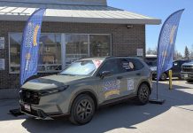 Sponsored by Trent Valley Honda, the grand prize of the Rotary Club of Peterborough Kawartha's first-ever Pay It Forward Lottery is a Honda Hybrid CR-V, with the winner to be drawn on August 15 at the Peterborough Folk Festival, one of five local organizations that will receive the proceeds from the lottery. The winner of the final early bird prize will be drawn on July 17, with the winners of both of the first two early bird prizes donating them. (Photo courtesy of Rotary Club of Peterborough Kawartha)