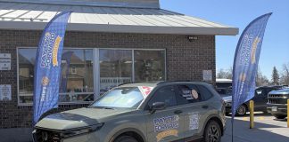 Sponsored by Trent Valley Honda, the grand prize of the Rotary Club of Peterborough Kawartha's first-ever Pay It Forward Lottery is a Honda Hybrid CR-V, with the winner to be drawn on August 15 at the Peterborough Folk Festival, one of five local organizations that will receive the proceeds from the lottery. The winner of the final early bird prize will be drawn on July 17, with the winners of both of the first two early bird prizes donating them. (Photo courtesy of Rotary Club of Peterborough Kawartha)