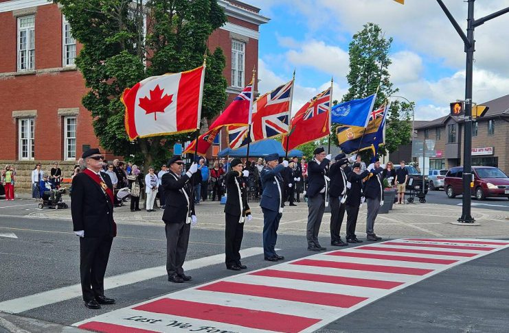 Lakefield Legion unveils new veterans memorial crosswalk in downtown Lakefield The Royal Canadian Legion Colour Party honouring the Veterans Memorial Crosswalk in downtown Lakefield during an official unveiling ceremony on June 20, 2026. Lakefield Legion Branch 77, Peterborough County, and Selwyn Township collaborated on the creation of the crosswalk, which also commemorates the 100th anniversary of the Lakefield Legion, one of the earliest chartered branches. (Photo: Selwyn Township)