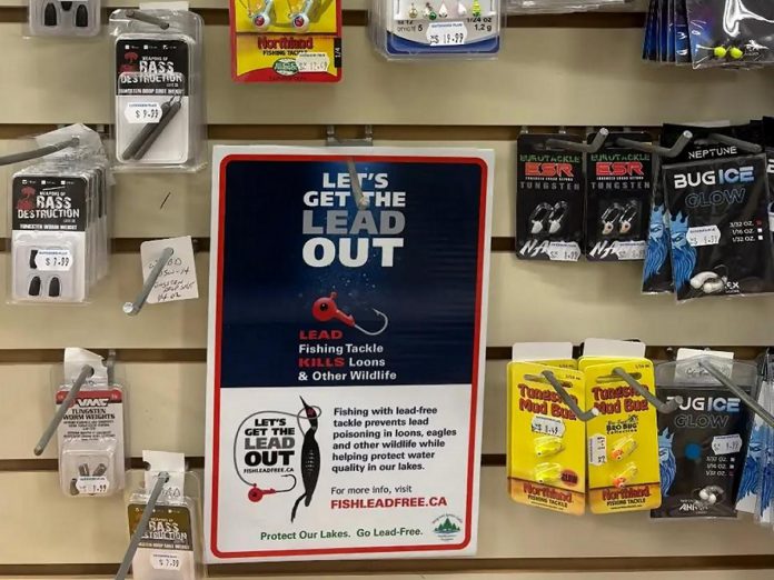 Outdoors Plus is supporting the Drag and Spruce Lakes Property Owners Association in Haliburton County to promote lead-free fishing through participation in the "Let's Get the Lead Out" campaign by hanging educational signs and stocking lead-free alternative fishing tackle, including tungsten, bismuth, steel, tin, or ceramics. (Photo: Outdoors Plus)