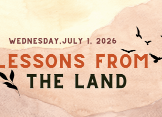 The New Canadians Centre's "Lessons from the Land" event is returning for its sixth year at the Jiimaan Kinomaagewin / Canadian Canoe Museum in Nogojiwanong-Peterborough on July 1, 2026. The event provides an opportunity to pause, learn about, and reflect upon Canada's history with Indigenous peoples. (Graphic courtesy of New Canadians Centre)