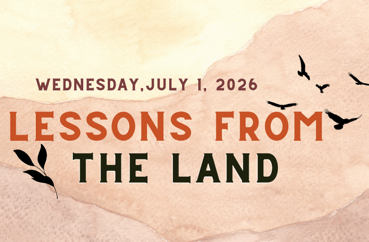 The New Canadians Centre's "Lessons from the Land" event is returning for its sixth year at the Jiimaan Kinomaagewin / Canadian Canoe Museum in Nogojiwanong-Peterborough on July 1, 2026. The event provides an opportunity to pause, learn about, and reflect upon Canada's history with Indigenous peoples. (Graphic courtesy of New Canadians Centre)