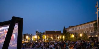 Presented by the Peterborough Downtown Business Improvement Area (DBIA) with support from the City of Peterborough and sponsors and community partners, the "Movies at the Park" series will see free movies screened on a large outdoor screen at Quaker Foods City Square every Tuesday evening during July and August. (Photo courtesy of Peterborough DBIA)