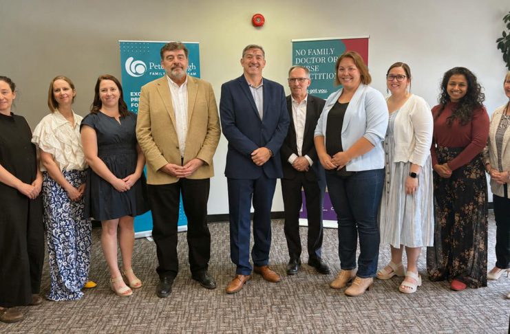 $2.1 million in provincial funding to connect 4,500 more Peterborough-area residents to primary care Pictured during the May 29, 2026 announcement of $2.1 million in Ontario government funding to connect unattached patients to primary care are, from left to right, Dr. Britt Lehmann-Bender, Dr. Wendy Thomas, Peterborough Family Health Team clinical manager Kathryn Ward, Peterborough Family Health Team CEO Duff Sprague, Peterborough-Kawartha MPP Dave Smith, Peterborough city councillor Dave Haacke, Peterborough 360 Degree Nurse Practitioner-Led Clinic executive director Danielle Howson, Peterborough Community Health Centre executive director Ashley Safar, Dr. Madura Sundareswaran of the Peterborough Newcomer Health Clinic, and Peterboorugh County deputy warden and Selwyn Township mayor Sherry Senis. (Photo courtesy of Peterborough Family Health Team)