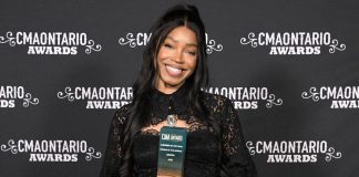 Warkworth singer-songwriter Sacha with her Album/EP of the Year award at the Country Music Association of Ontario's 14th annual CMAOAwards on May 31, 2026 in Port Credit. She also took home the Female Artist of the Year award. (Photo: Grant Martin)