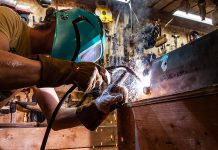 A welder at work. (Stock photo)