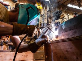 A welder at work. (Stock photo)