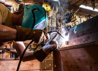 A welder at work. (Stock photo)