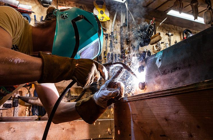 A welder at work. (Stock photo)