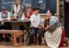 Actor Lindsay Wilson talks to Jasper Chesser in a scene from "Wild Irish Geese" as (left to right) Padrick Wilson, Indigo Chesser, and Darragh O'Connell look on during a media day event at 4th Line Theatre in Millbrook on July 22, 2026. Megan Murphy's play about the Peter Robinson emigration returns to the Winslow Farm from August 4 to 29 after its sold-out world premiere last summer. (Photo: Jordan Lyall / kawarthaNOW)