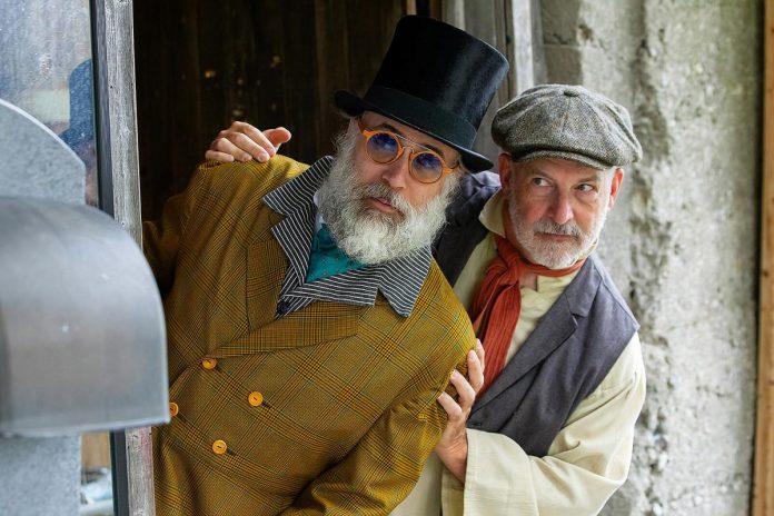 "Wild Irish Geese" actors M. John Kennedy and Paul Crough during a media day event at 4th Line Theatre in Millbrook on July 22, 2026. Megan Murphy's play about the Peter Robinson emigration returns to the Winslow Farm from August 4 to 29 after its sold-out world premiere last summer. (Photo: Jordan Lyall / kawarthaNOW)