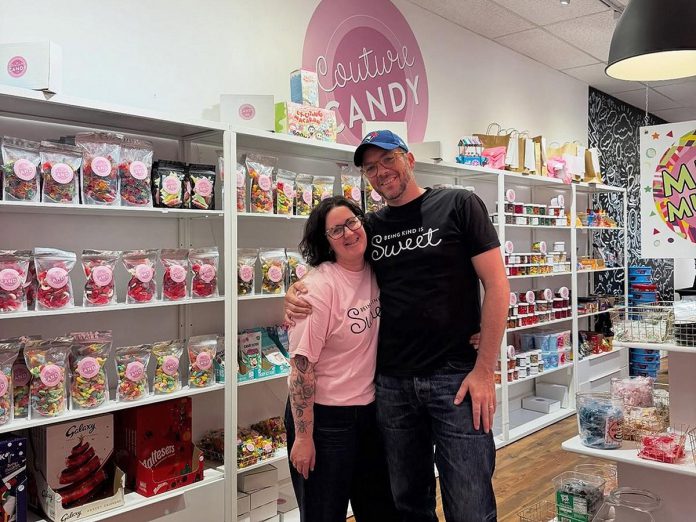Lisa and Matt Couture of Couture Candy PTBO are closing the brick-and-mortar storefront in downtown Peterborough at the end of August 2026 to spend more time together and with their two teenage children. Until then, the store will be operating through a hybrid model which includes live selling online twice per week. (Photo courtesy of Couture Candy PTBO)
