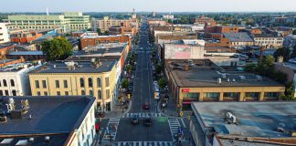 Looking south down George Street from Hunter Street West in downtown Peterborough. (Photo: Peterborough Downtown Business Improvement Area)