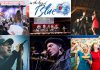 encoreNOW for July 13, 2026 features (from left to right, top and bottom) the North of Nowhere Music Festival in Lindsay, "In The Key of Blue" at Peterborough's Showplace Performance Centre, "Barnful of Broadway - Love Changes Everything" at Campbellford's Westben, Matthew Good at Peterborough Musicfest, Paul Reddick at the River Time Blues Festival in Port Hope, and Karen Parker and Diana Frances in "Leave it to Cleavage" at Bobcaygeon's Globus Theatre. (kawarthaNOW collage)