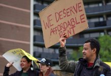 Tenants in Etobicoke protesting a property management company's above-guideline rent increase (AGI) on May 24, 2026. (Photo: Toronto Tenant Union / Facebook)