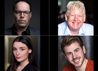Bobcaygeon’s Globus Theatre aims for a strike with world-premiere comedy ‘Sore Losers’ Bradley Austin (top left) stars as Burt in the world premiere of his comedy "Sore Losers" at Globus Theatre in Bobcaygeon from July 15 to 25, 2026, along with James Barrett (top right) as Jim, Mallory Brumm (bottom left) as Angie, and Kyle Claeys (bottom right) as Greg. The four actors portray a ragtag team of underdogs who join a provincial bowling tournament to an effort to save Burt and Angie's bowling alley. (kawarthaNOW collage of supplied photos)
