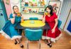 Karen Parker and Diana Frances perform as traditional housewives from the 1950s confronting the modern world in their interactive comedy "Leave it to Cleavage" at Globus Theatre in Bobcaygeon from July 30 to August 1, 2026. (Photo: Dahlia Katz)