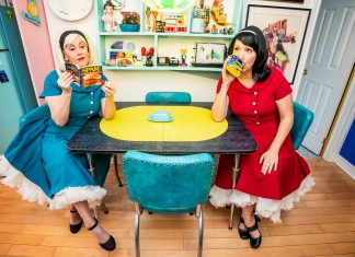 Retro housewives confront modern expectations in interactive Globus Theatre comedy Karen Parker and Diana Frances perform as traditional housewives from the 1950s confronting the modern world in their interactive comedy "Leave it to Cleavage" at Globus Theatre in Bobcaygeon from July 30 to August 1, 2026. (Photo: Dahlia Katz)